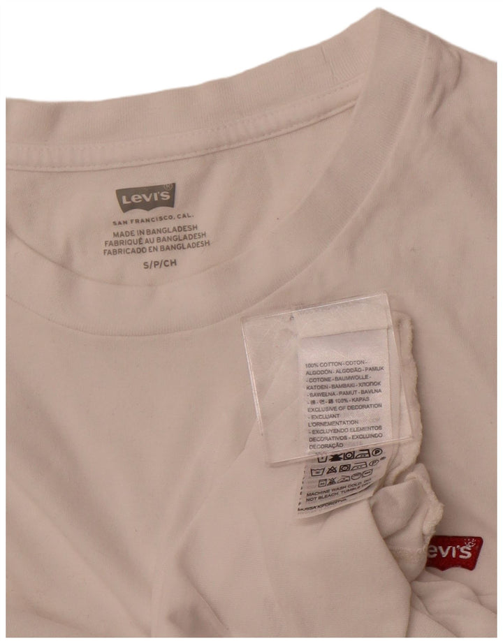 LEVI'S Damen T-Shirt Top UK 10 Small Weiße Baumwolle
