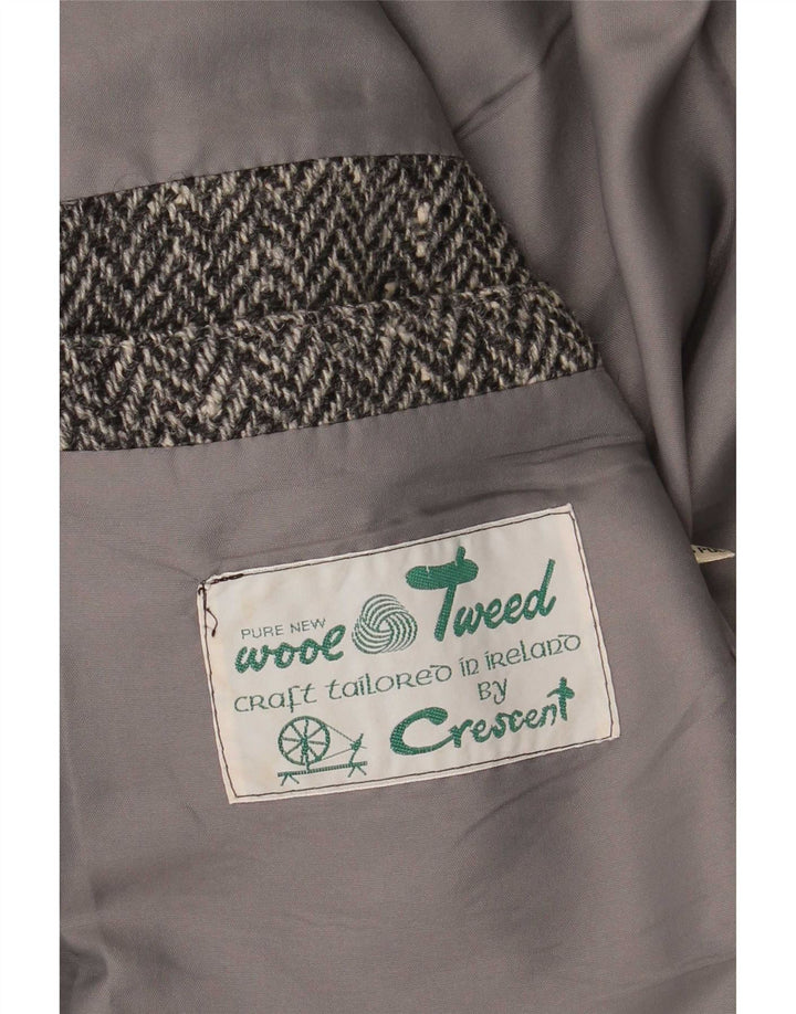 Crescent Herren-Blazer mit 2 Knöpfen, UK 38, mittelgraue Wolle mit Fischgrätenmuster