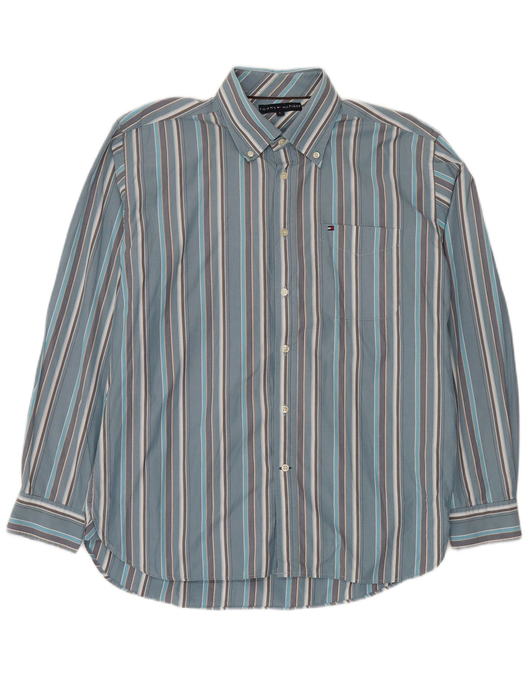 Tommy Hilfiger Herrenhemd, groß, blau gestreift, Baumwolle