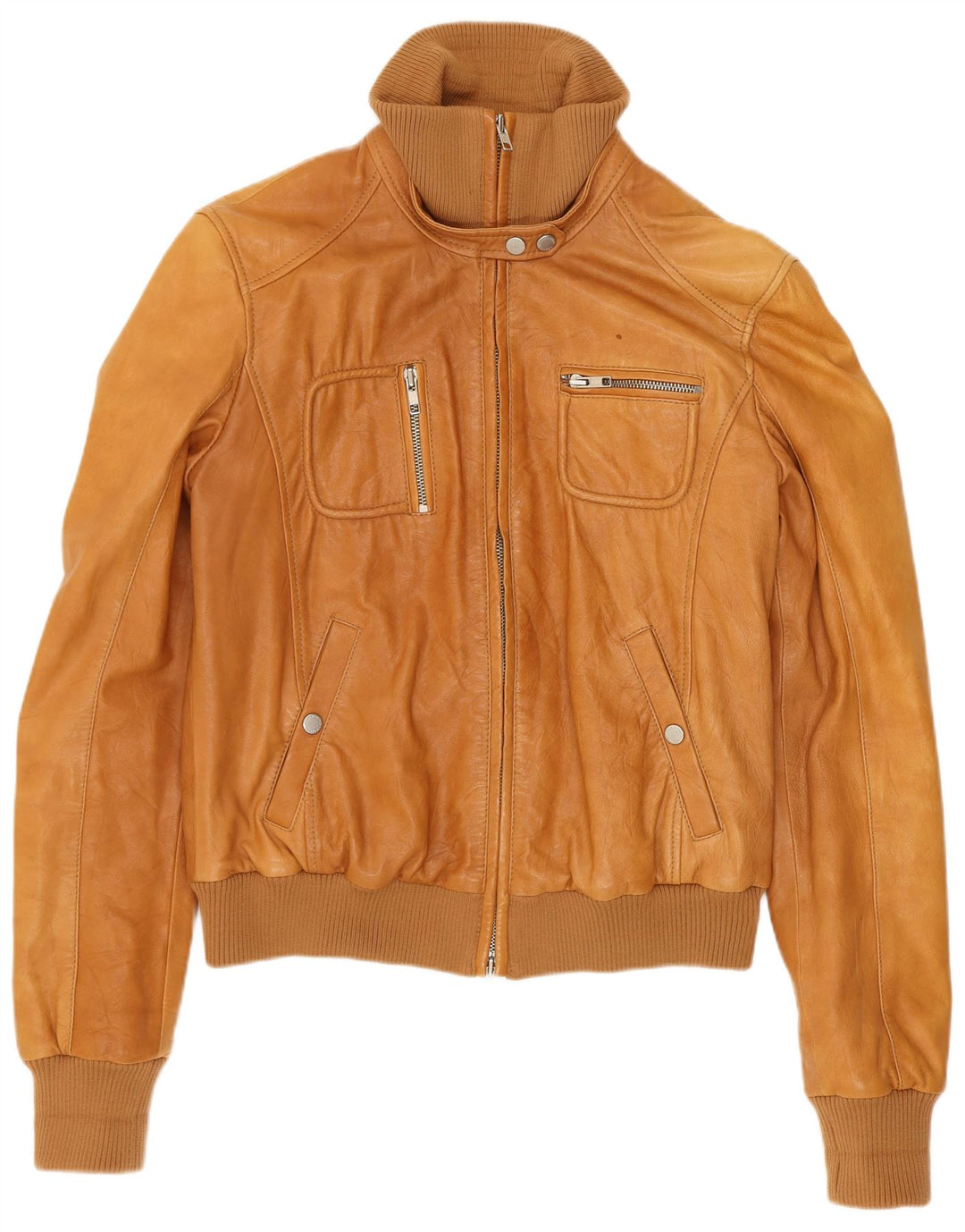 Massimo Rebecchi Damen Bomber-Lederjacke IT 44 Mittelbraun