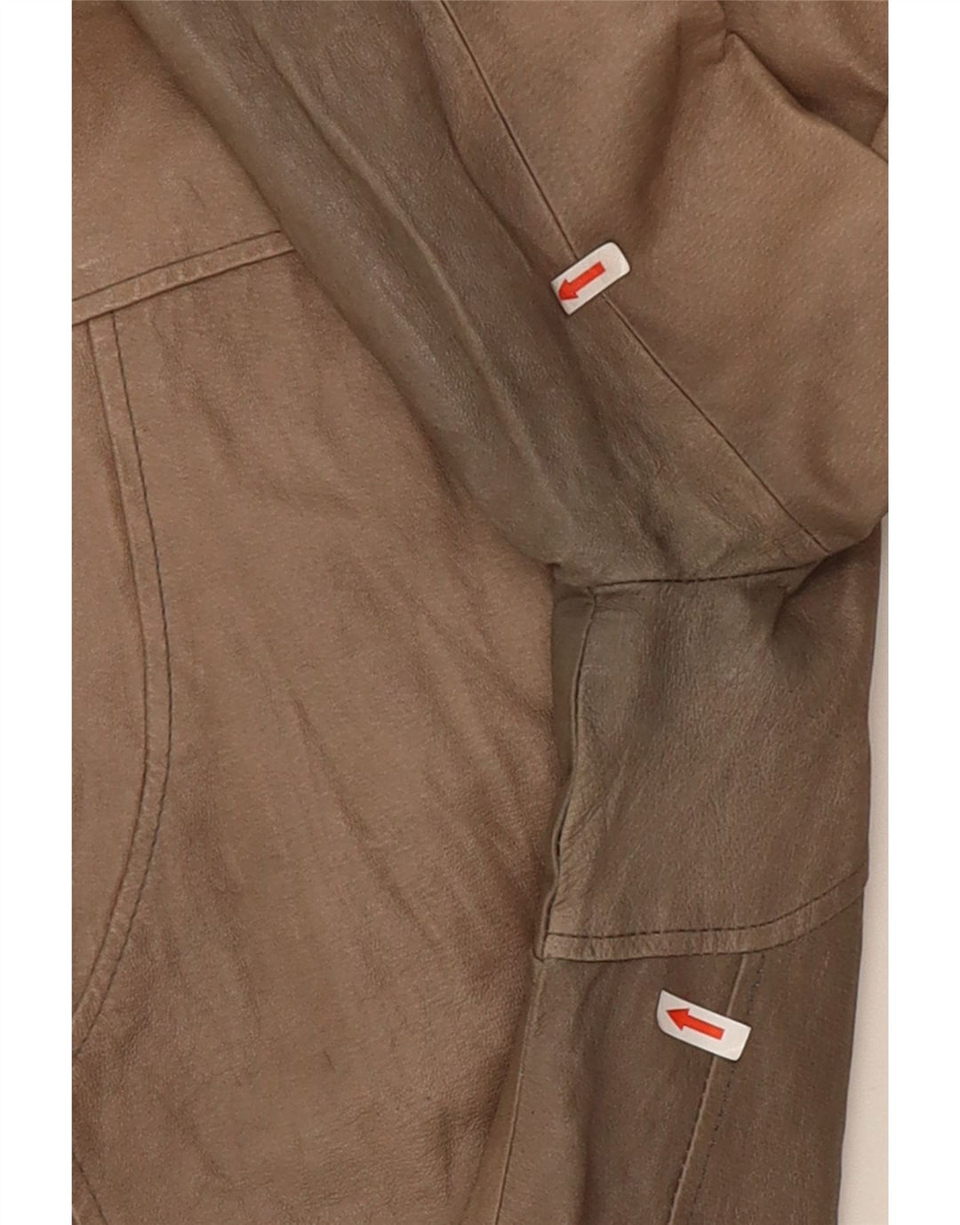 Vintage Damen Crop Lederjacke UK 10 Small Beige