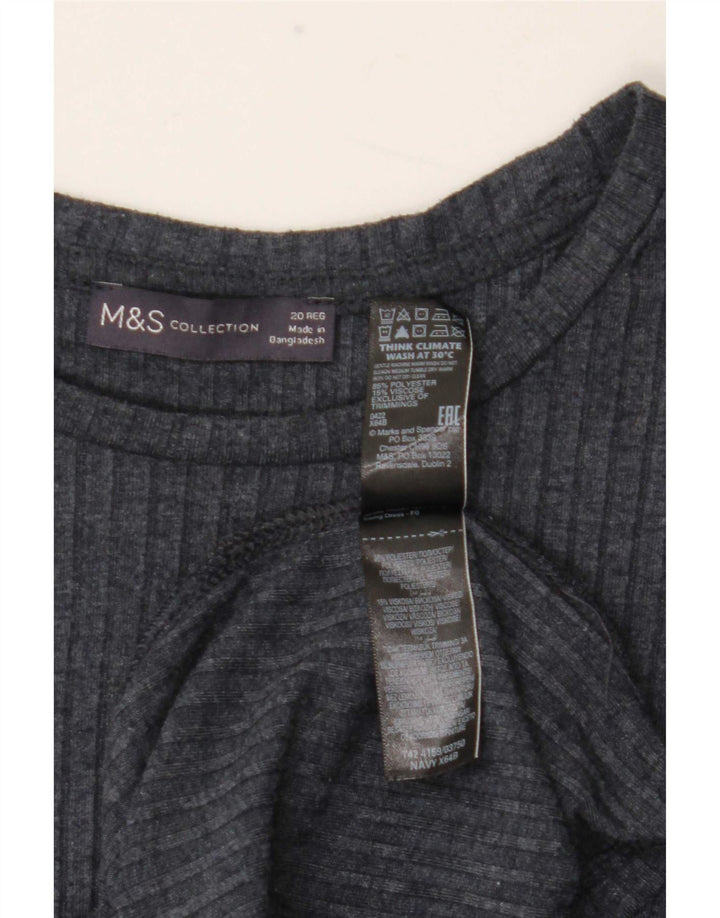 Marks & Spencer Damen Langarm-Basic-Kleid UK 20 2XL Marineblau