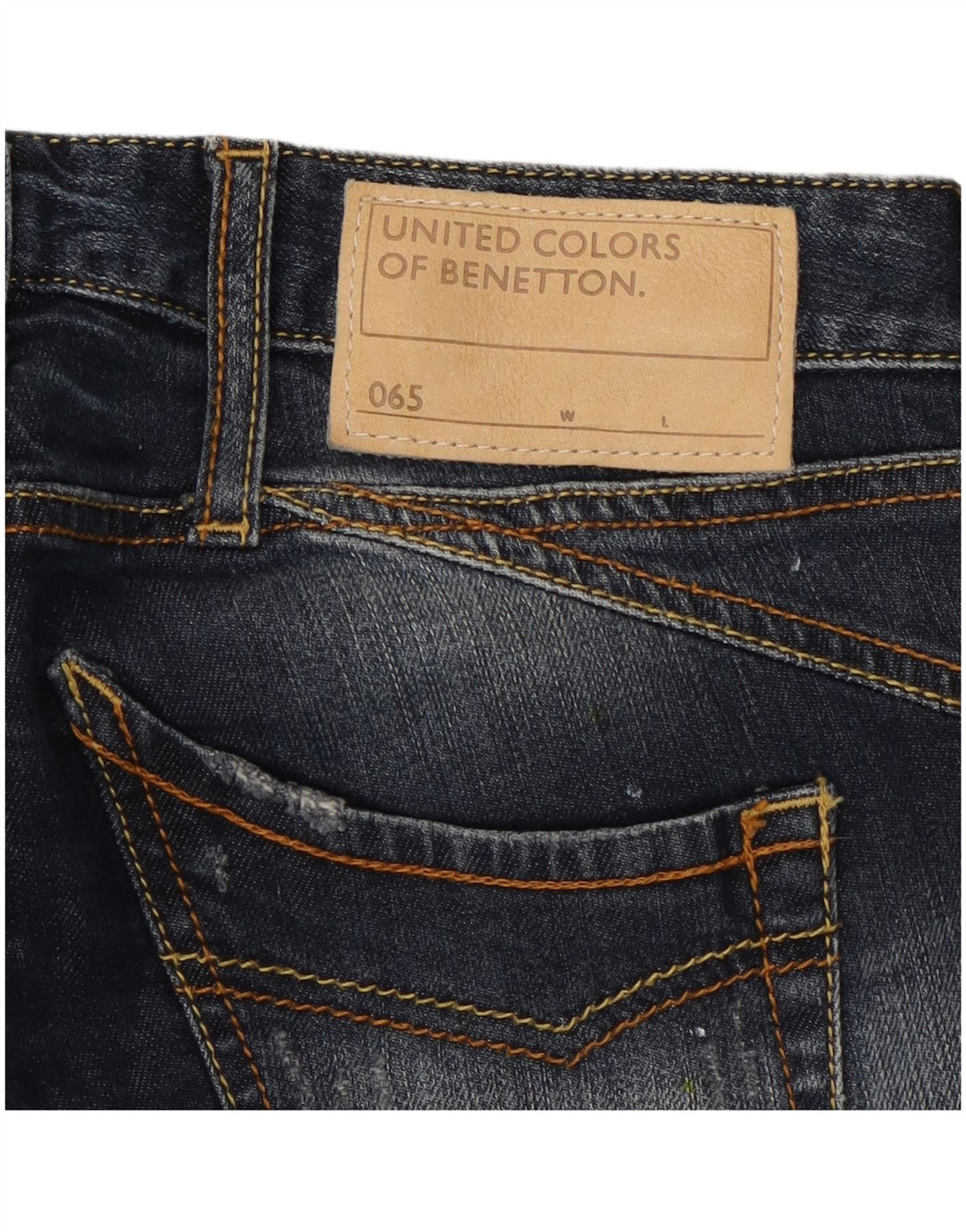 Benetton Damen Distressed Bootcut Jeans W26 L31 Marineblau