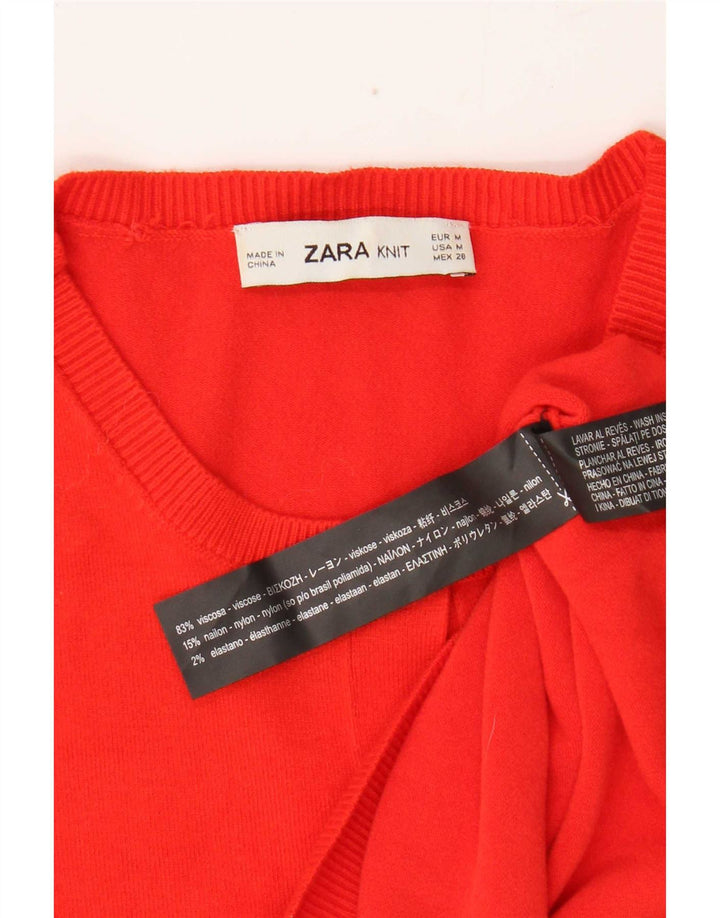 Zara Damen-Cardigan-Pullover UK 12 Mittelrote Viskose