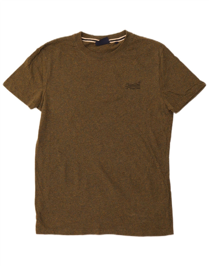 SUPERDRY Herren T-Shirt-Oberteil aus mittlerer Khaki-Baumwolle
