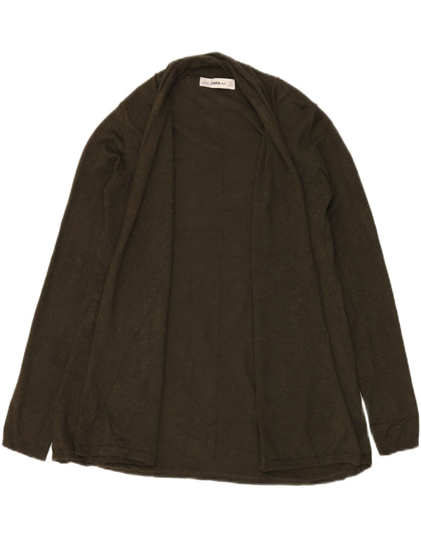 Offener Strickjackenpullover für Damen von ZARA, Gr. 10, klein, Khaki, Viskose