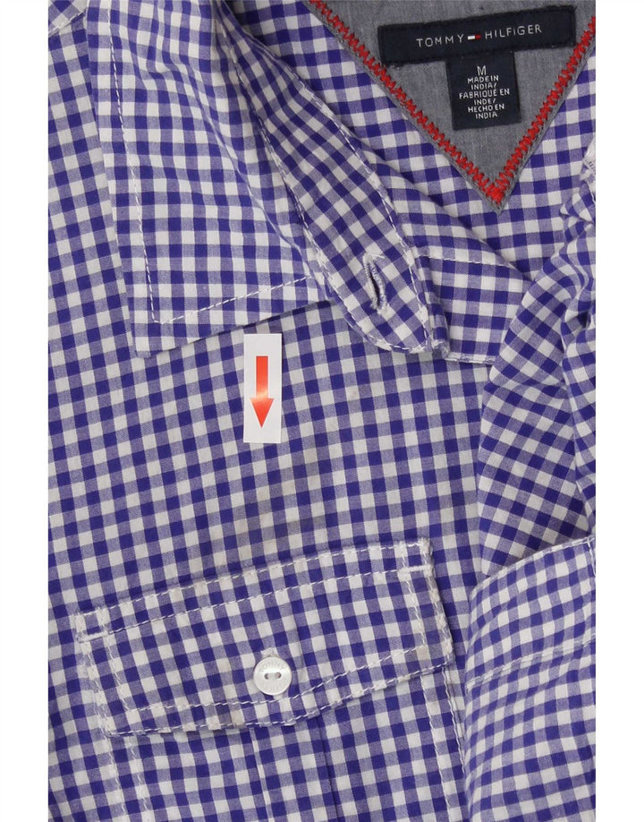 Tommy Hilfiger Damenhemd UK 12 Mittelblaue Gingham-Baumwolle