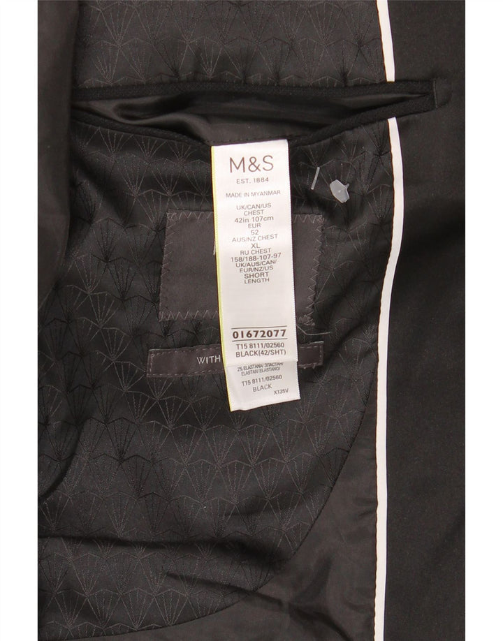 Marks & Spencer Herren-Blazer mit 1 Knopf, UK 42, Größe L, Schwarz, Polyester