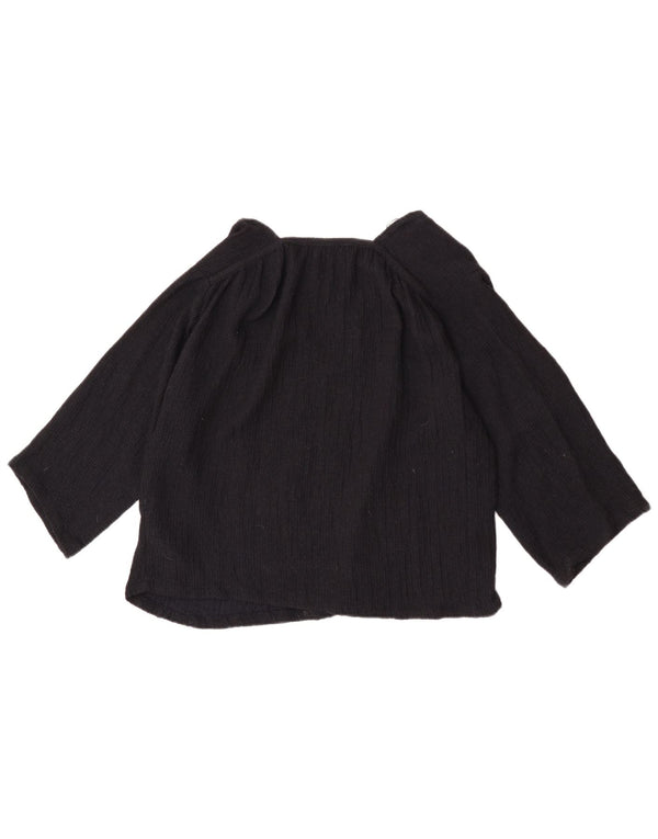 Zara Damen-Bluse mit 3/4-Ärmeln, übergroßes Blusenoberteil, UK 6, XS, marineblaue Viskose