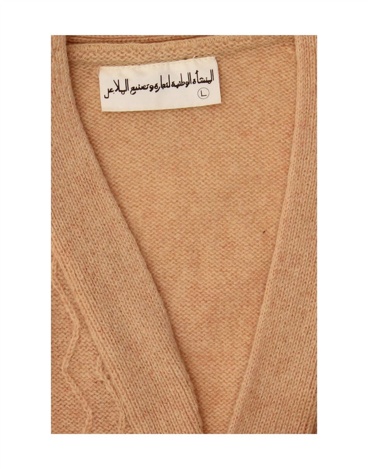 Vintage Herren Strickjacke Pullover Groß Beige Chevron