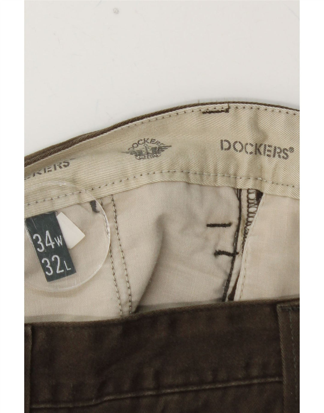 DOCKERS Gerade Chinohose für Herren, W34, L32, braune Baumwolle