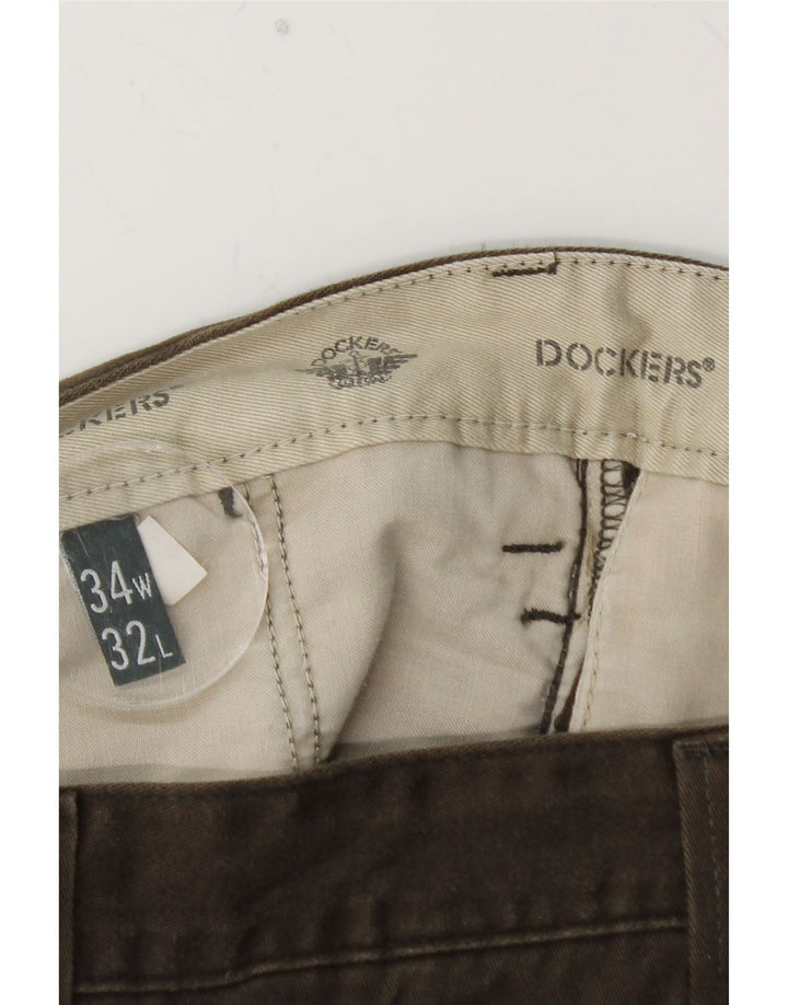 DOCKERS Gerade Chinohose für Herren, W34, L32, braune Baumwolle
