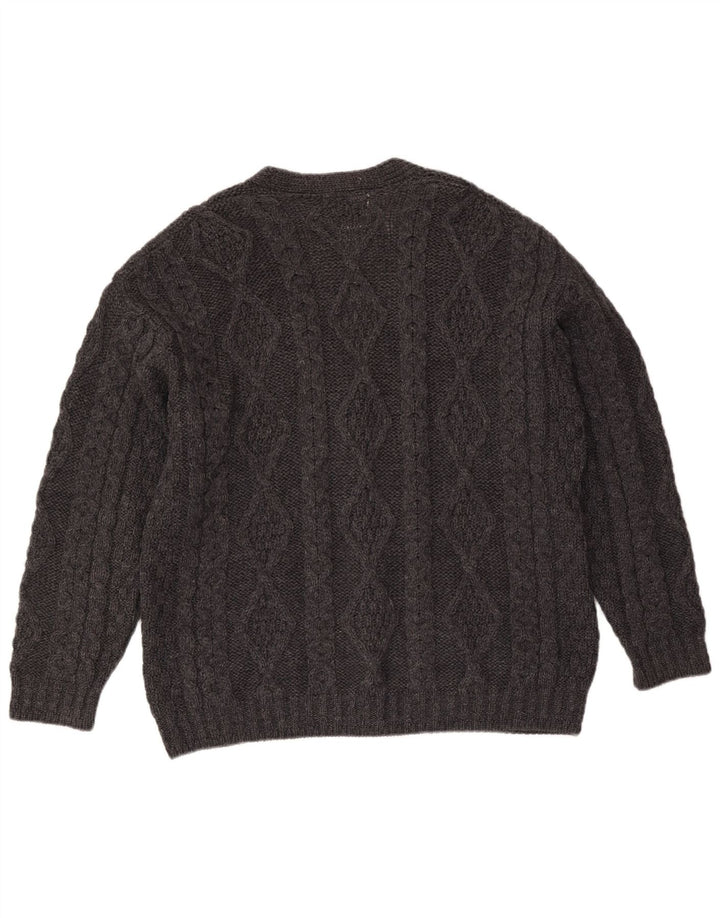 Aran Crafts Herren-Strickjacke, groß, graue Wolle