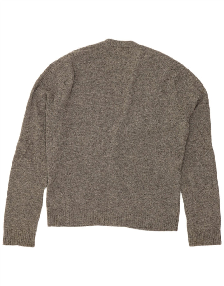 Penguin Herren-Strickjacke aus mittelgrauer Lammwolle