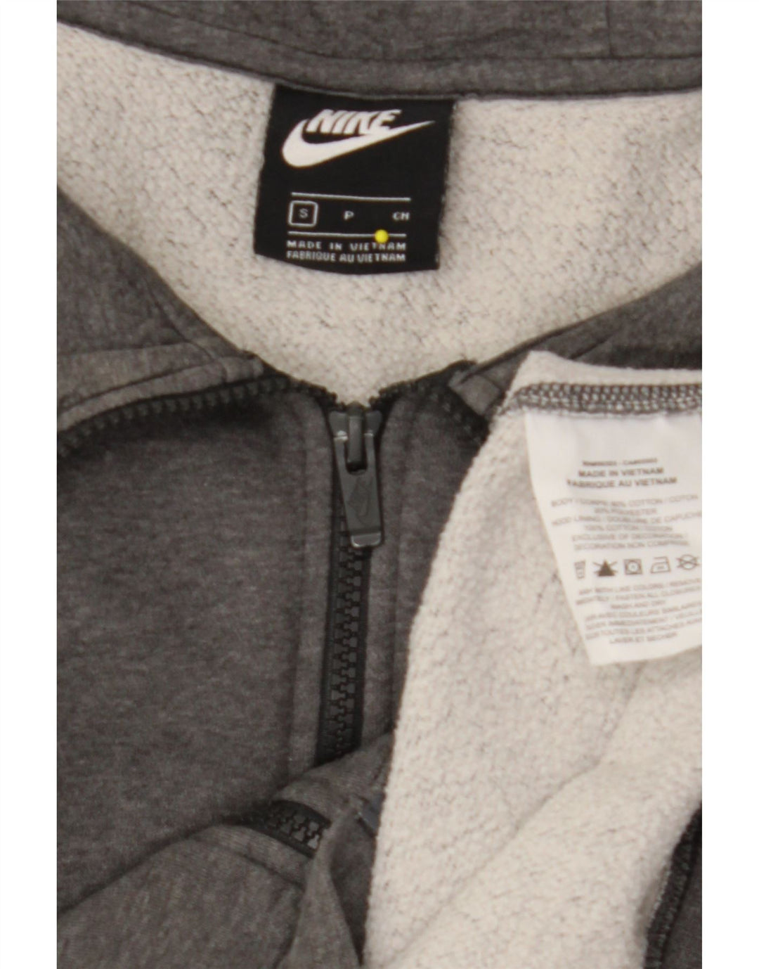 NIKE Herren-Kapuzenpullover mit Reißverschluss, klein, graue Baumwolle