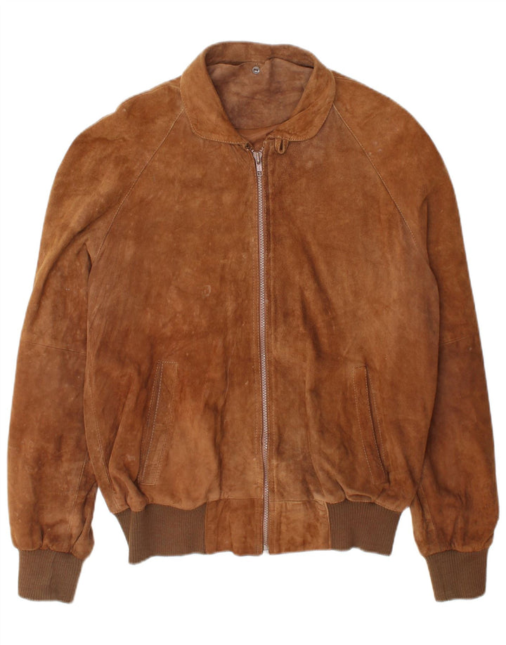 Vintage Herren Wildleder Bomberjacke IT 50 Large Braun