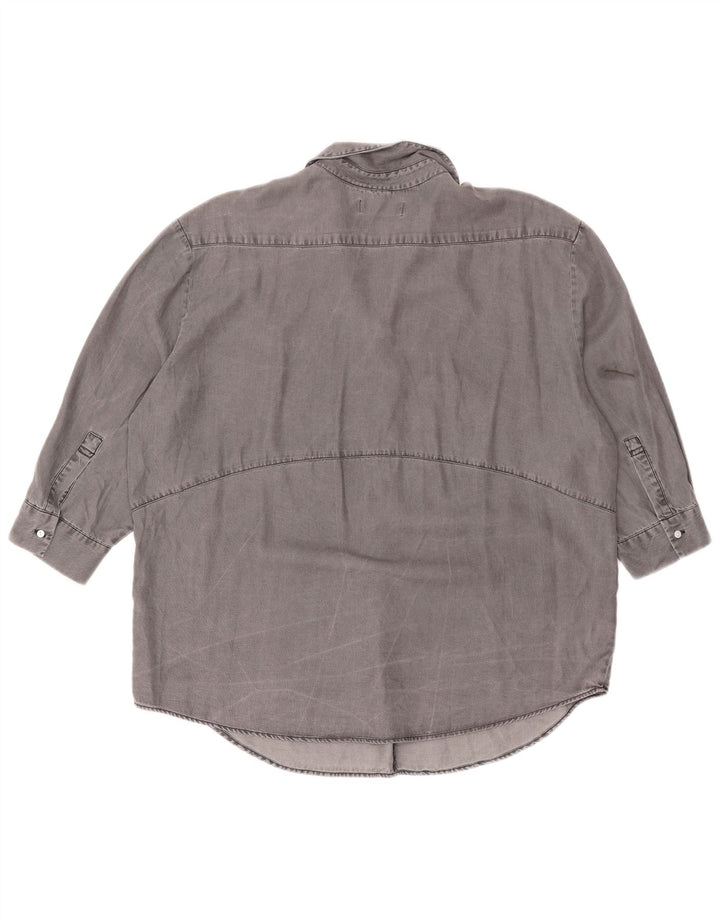 Zara Damen Loose Fit 3/4-Ärmel-Pullover-Hemd UK 14 Mittelgrau