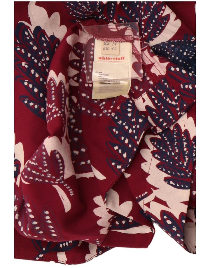 WHITE STUFF Damen A-Linienrock UK 14 Large W34 Viskose mit rosa Blumenmuster