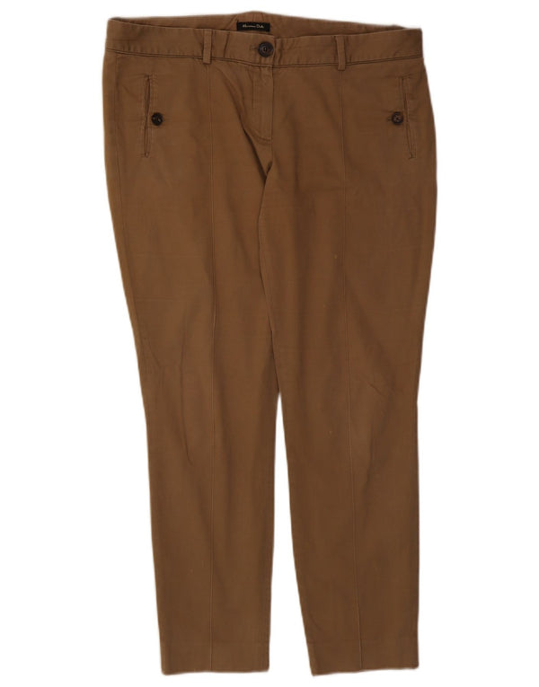Massimo Dutti Damen Slim Cropped-Hose EU 42 Large W34 L26 Beige