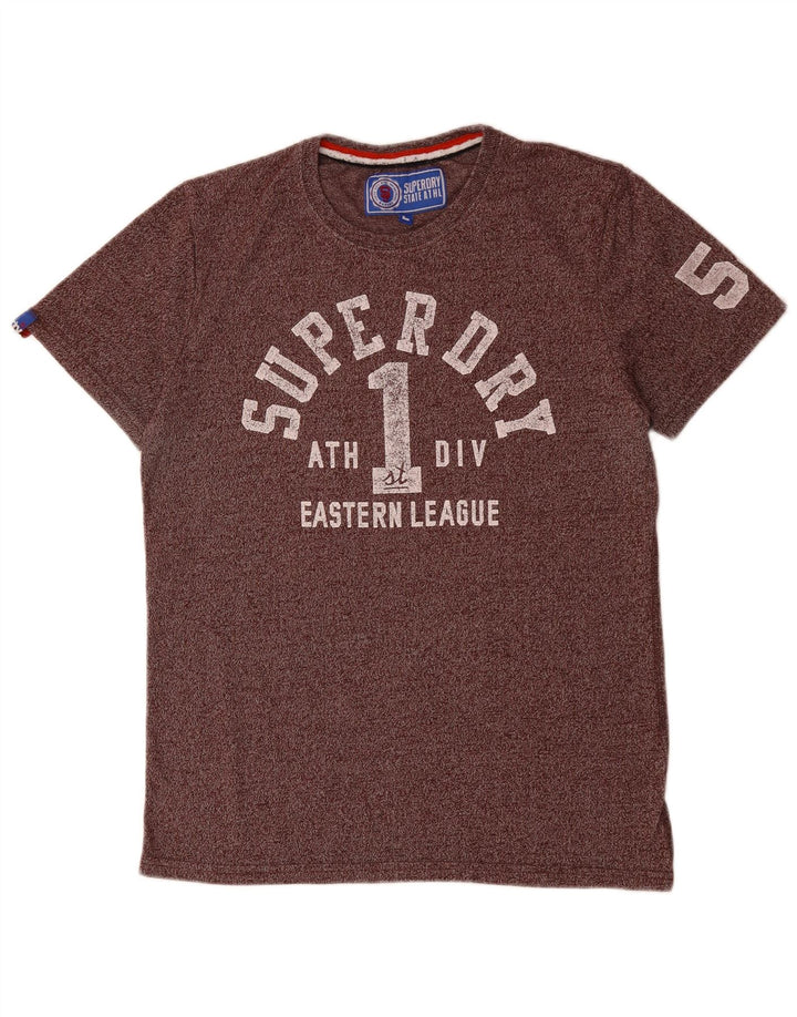 SUPERDRY Herren Grafik-T-Shirt-Oberteil, groß, lila, gesprenkelte Baumwolle