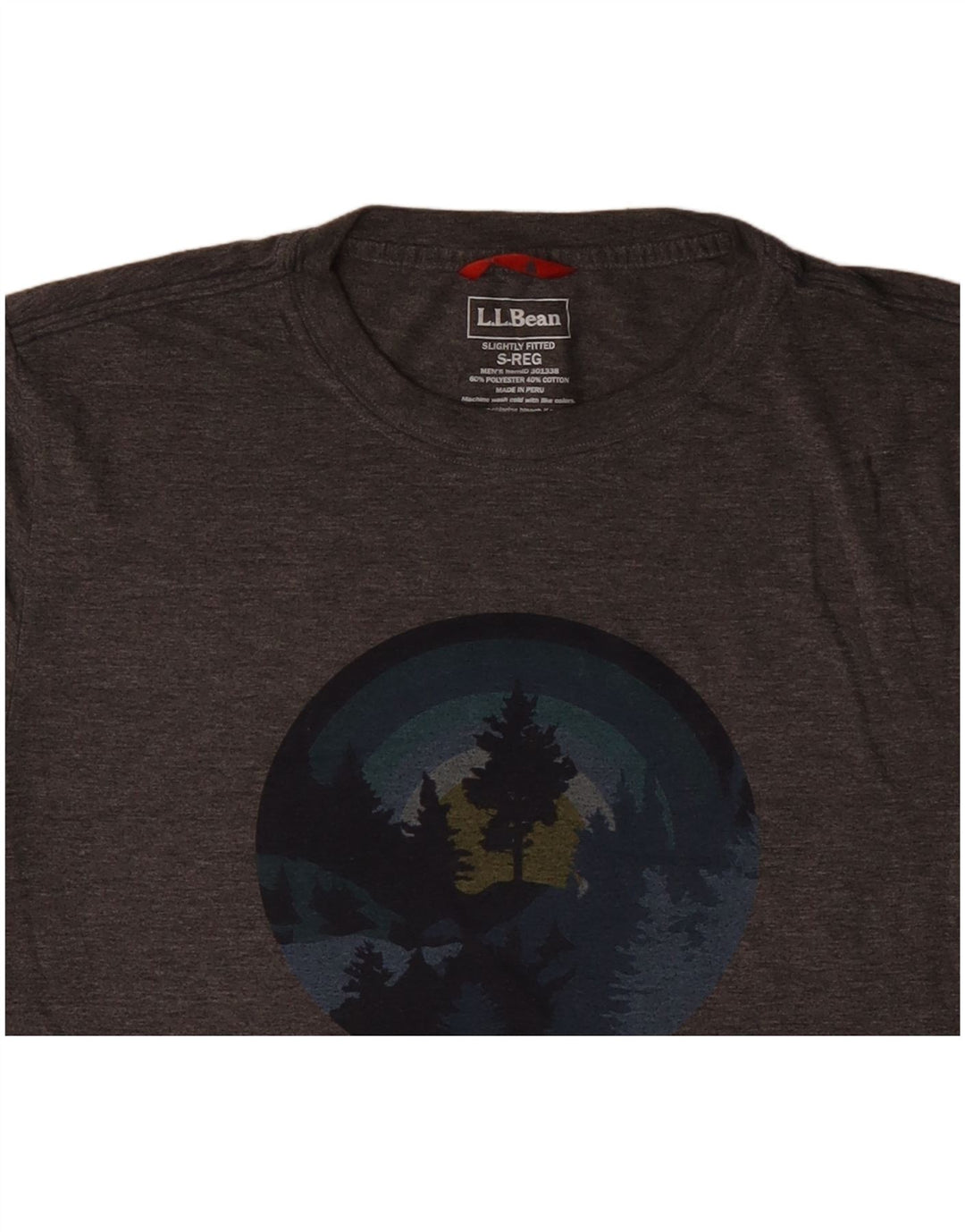 L.L.BEAN Leicht tailliertes Grafik-T-Shirt-Oberteil für Herren, Größe S, Grau meliert