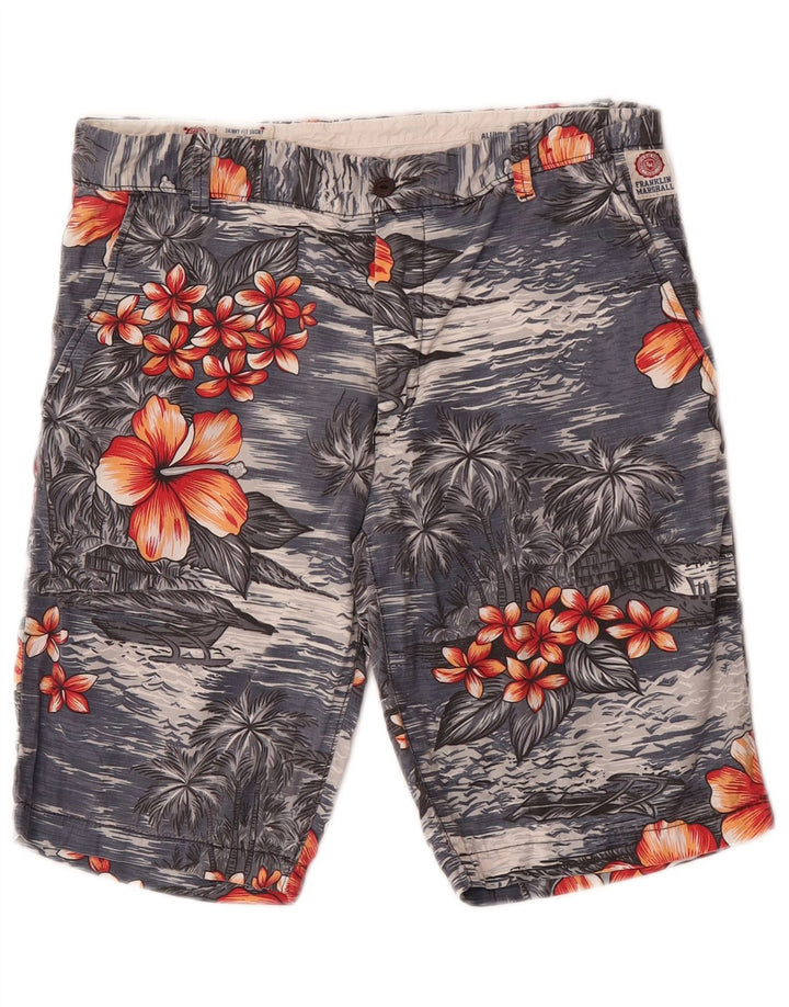 Franklin Marshall Herren Leo Chino Shorts W31 Medium Navy Blue Hawaiian