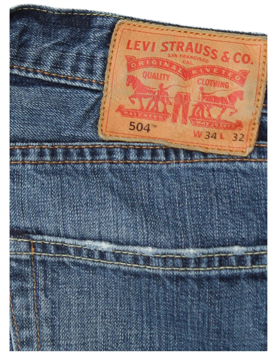 Levi's Herren 504 Straight Jeans W34 L32 Blaue Baumwolle