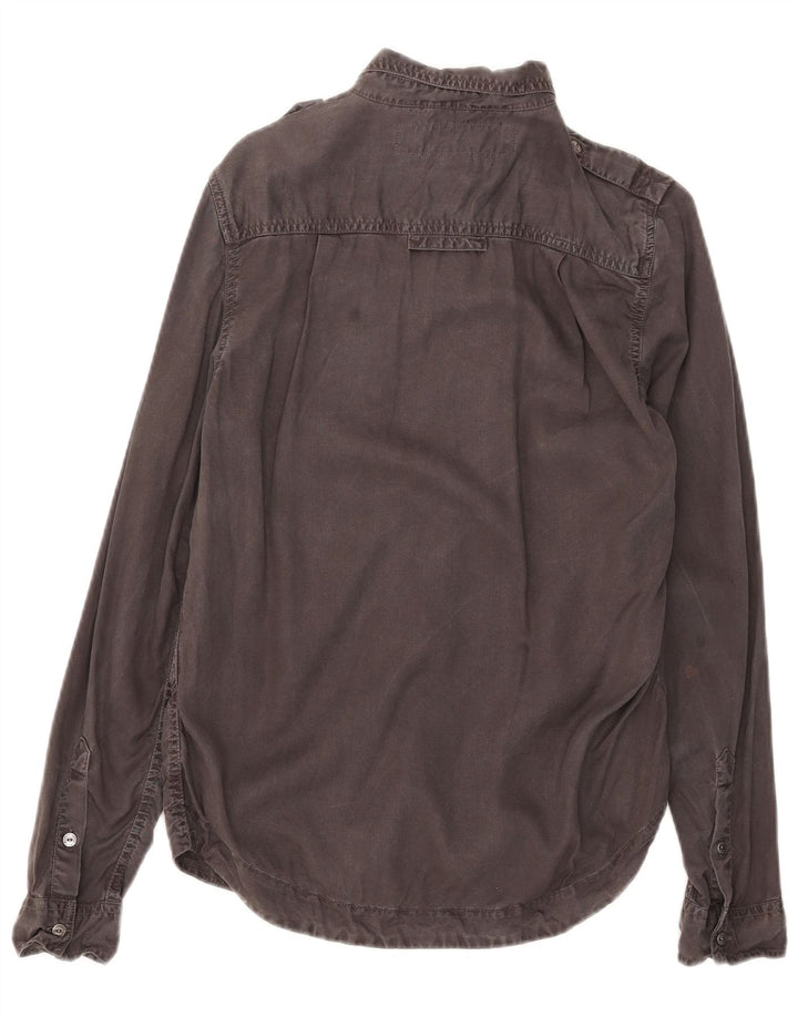 Superdry Damen-Militärhemd UK 10 Small Graue Viskose
