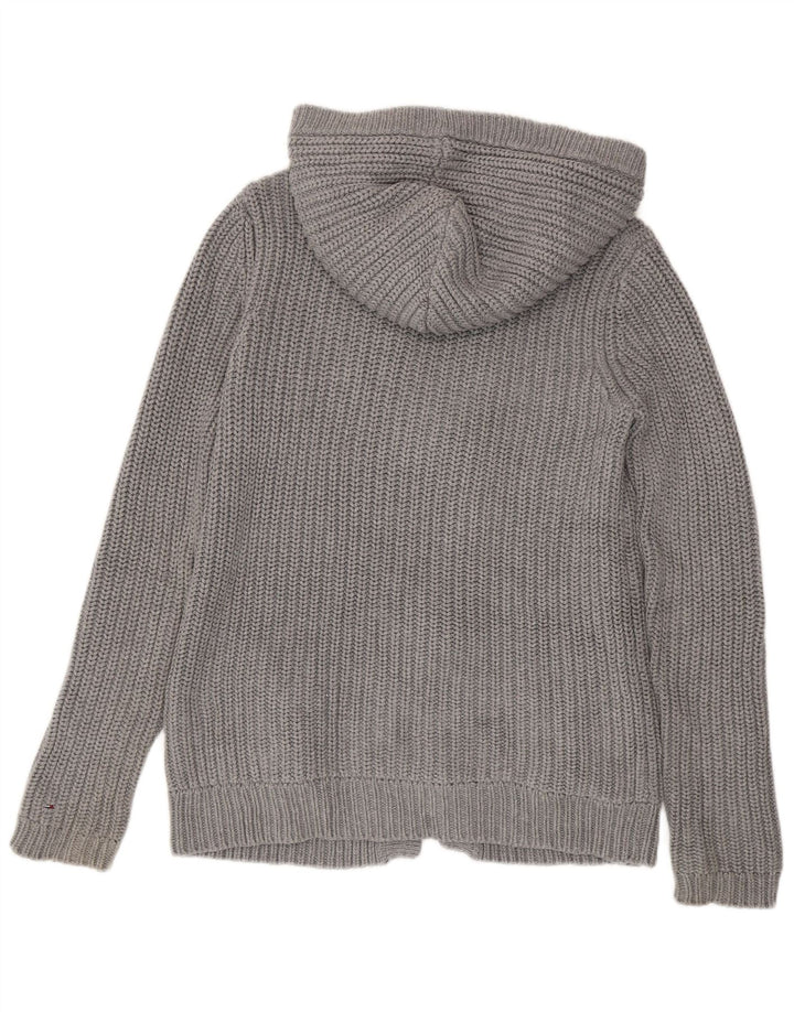 Tommy Hilfiger Herren-Strickjacke mit Kapuze, mittelgraue Baumwolle