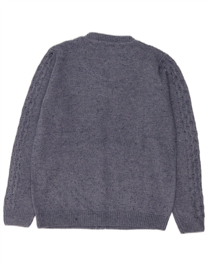 Vintage Damen Oversized Cardigan Pullover UK 10/12 Small Marineblau Acryl