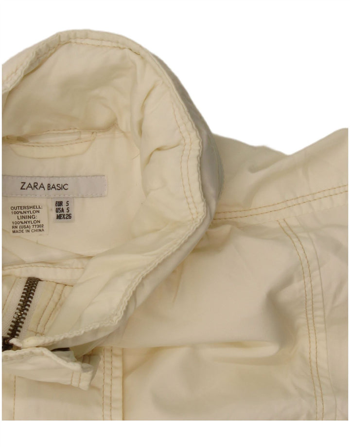 Zara Damen-Utility-Jacke mit Kapuze, UK 10, Größe S, gebrochenes weißes Nylon