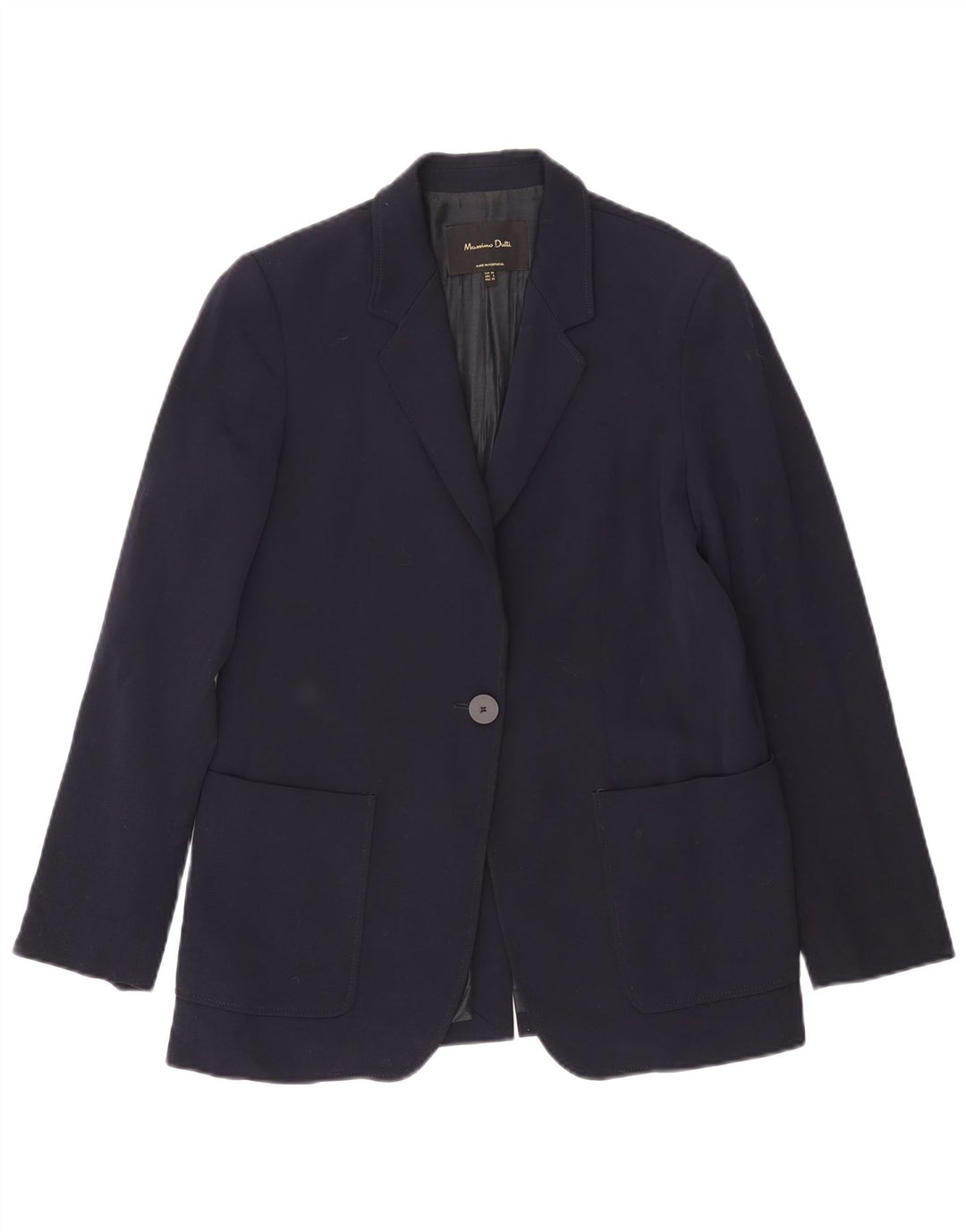 Massimo Dutti Damen 1-Knopf-Blazerjacke EU 38 Small Marineblau Polyester