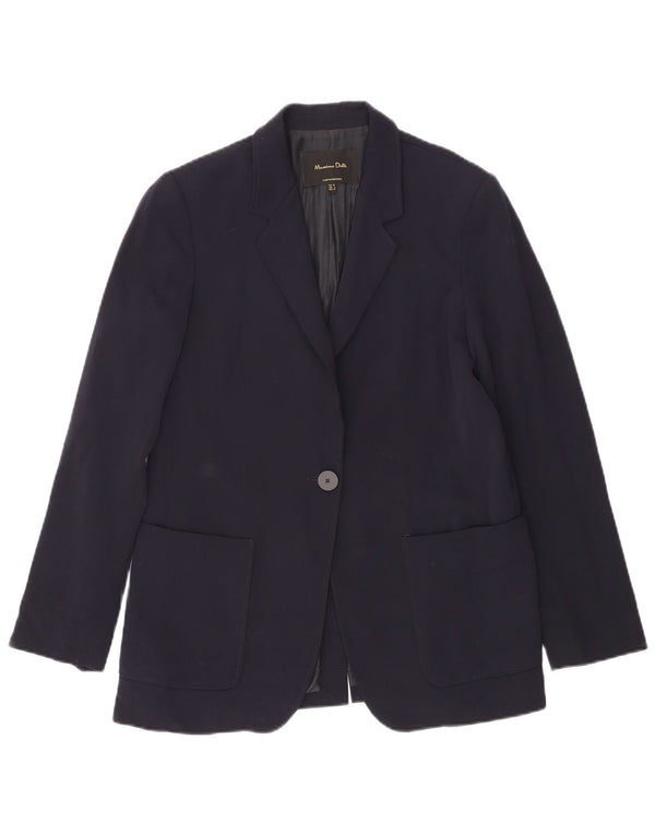 Massimo Dutti Damen 1-Knopf-Blazerjacke EU 38 Small Marineblau Polyester
