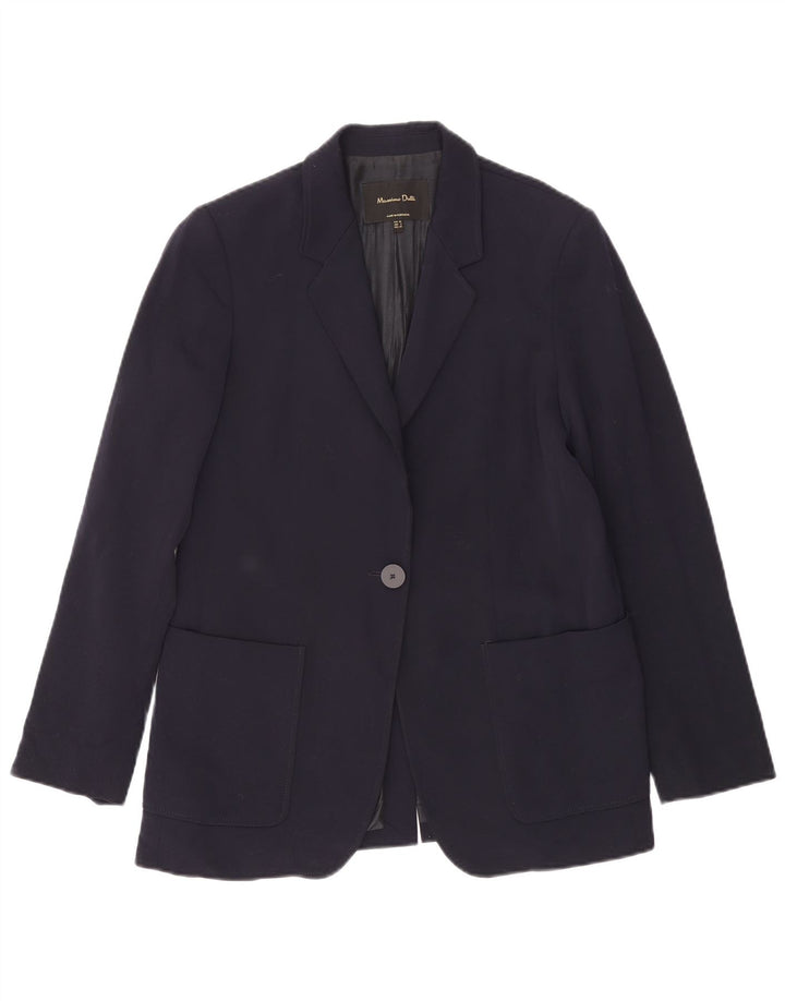 Massimo Dutti Damen 1-Knopf-Blazerjacke EU 38 Small Marineblau Polyester