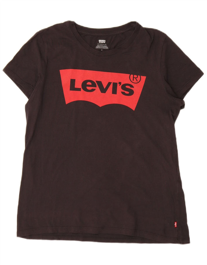 Levi's Damen Graphic T-Shirt Top UK 14 Medium Schwarz
