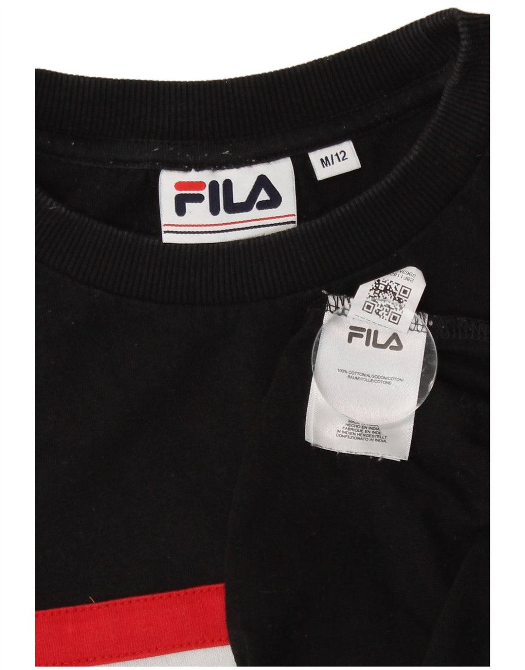 Fila Damen Grafik-Sweatshirt-Pullover UK 12 Mittelschwarz Farbblock