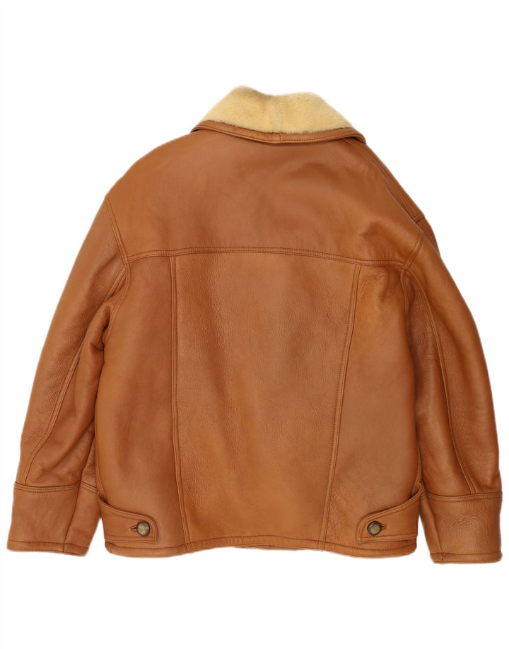 Vintage Herren Shearling Jacke IT 50 Großes braunes Shearling