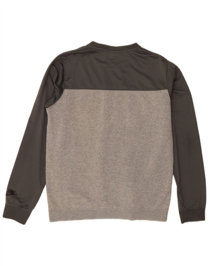 Nike Herren Grafik-Sweatshirt-Pullover aus mittelgrauer Colourblock-Baumwolle