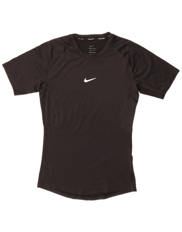 NIKE Damen Tight Fit T-Shirt Top UK 12 Medium Schwarz Polyester