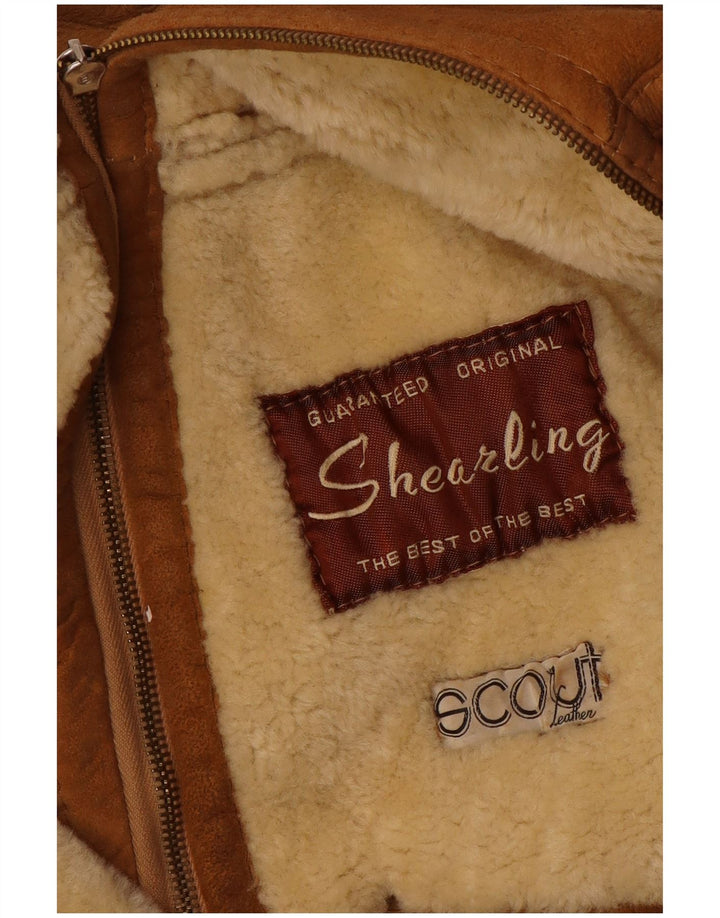 Vintage Herren Shearling Jacke UK 36 Small Beige Shearling