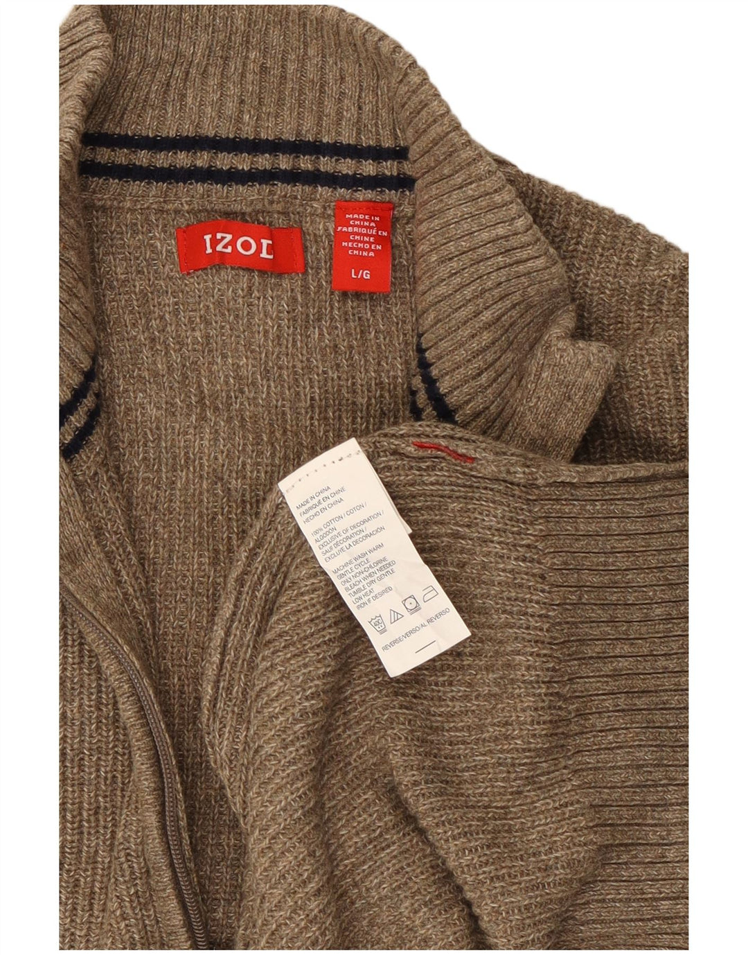 Izod Herren-Pullover mit Reißverschluss am Hals, groß, grüne Baumwolle