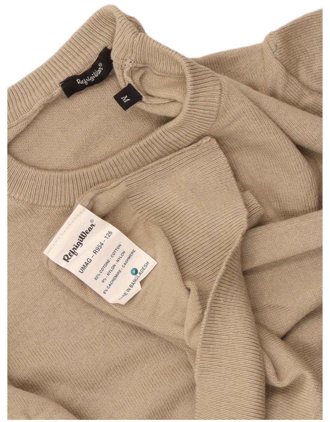 Refrigiwear Herren-Pullover mit Rundhalsausschnitt, mittelbeige Baumwolle
