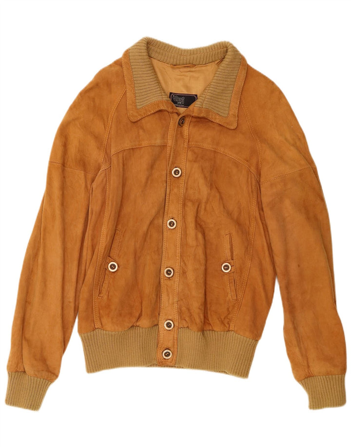 Vintage Herren Wildleder Bomberjacke IT 54 2XL Braunes Leder