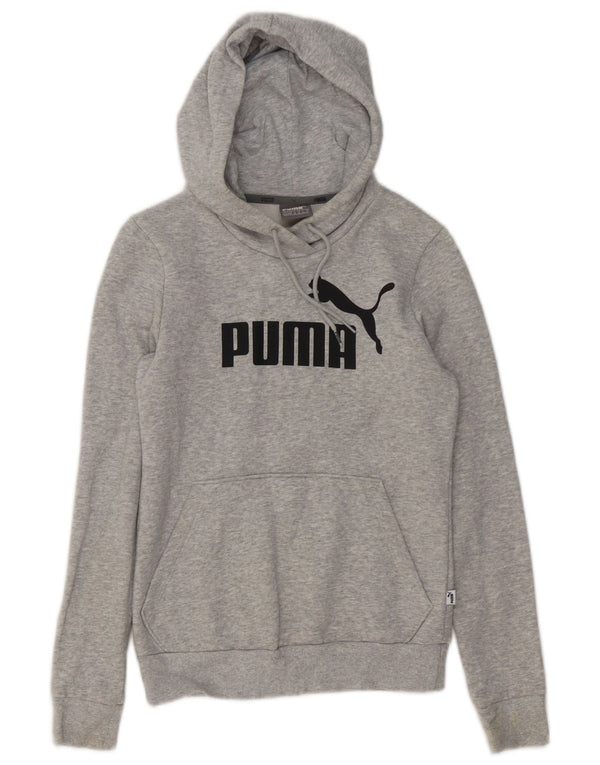 Puma Womens Graphic Hoodie Pullover UK 6 XS Grau gefleckte Baumwolle