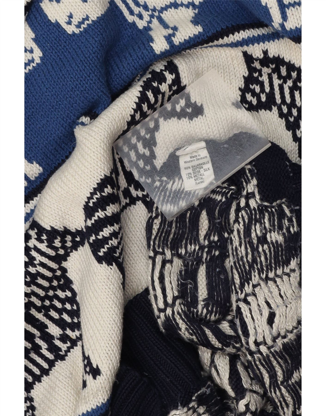 VINTAGE Damen Pullover mit Rundhalsausschnitt UK 18 XL Marineblauer Tierdruck