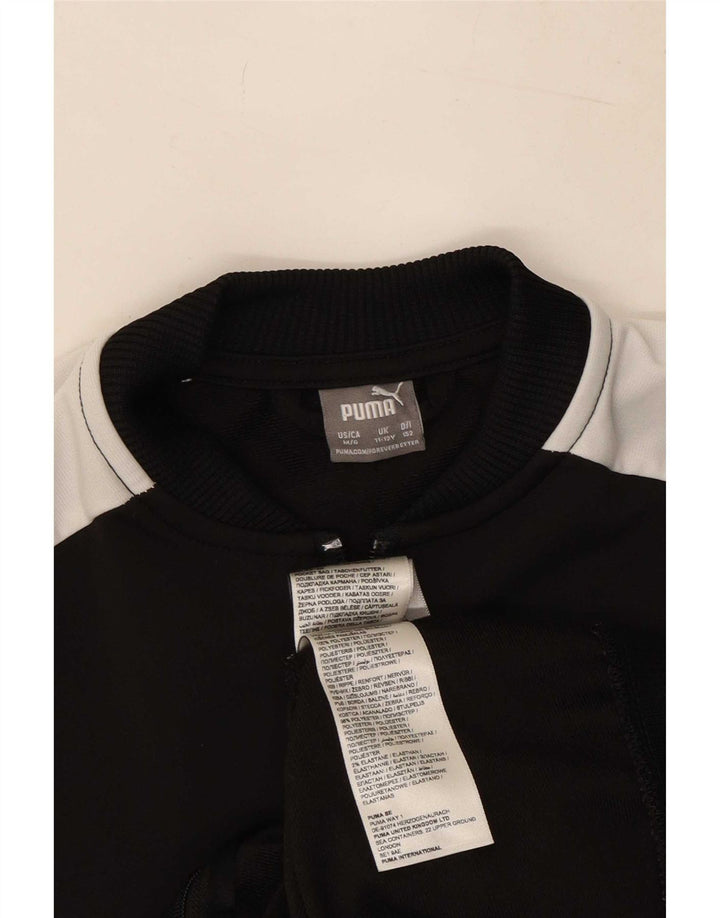 Puma Jungen-Trainingsanzug-Top-Jacke, 11–12 Jahre, schwarzes Farbblock-Polyester