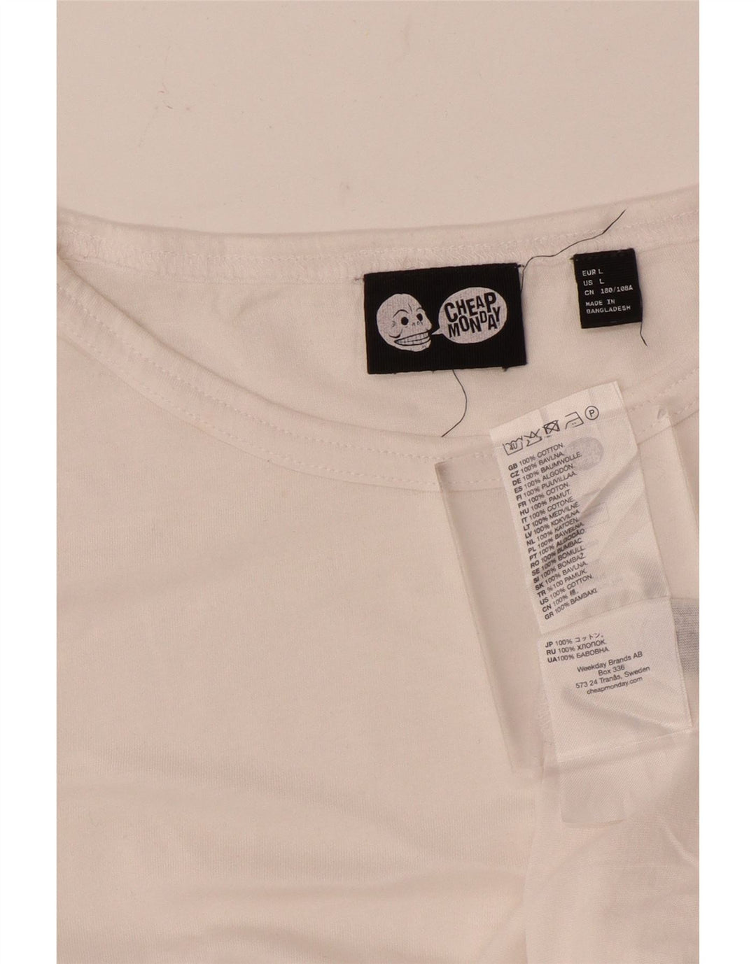 Cheap Monday Damen T-Shirt Top UK 16 Large Weiße Baumwolle
