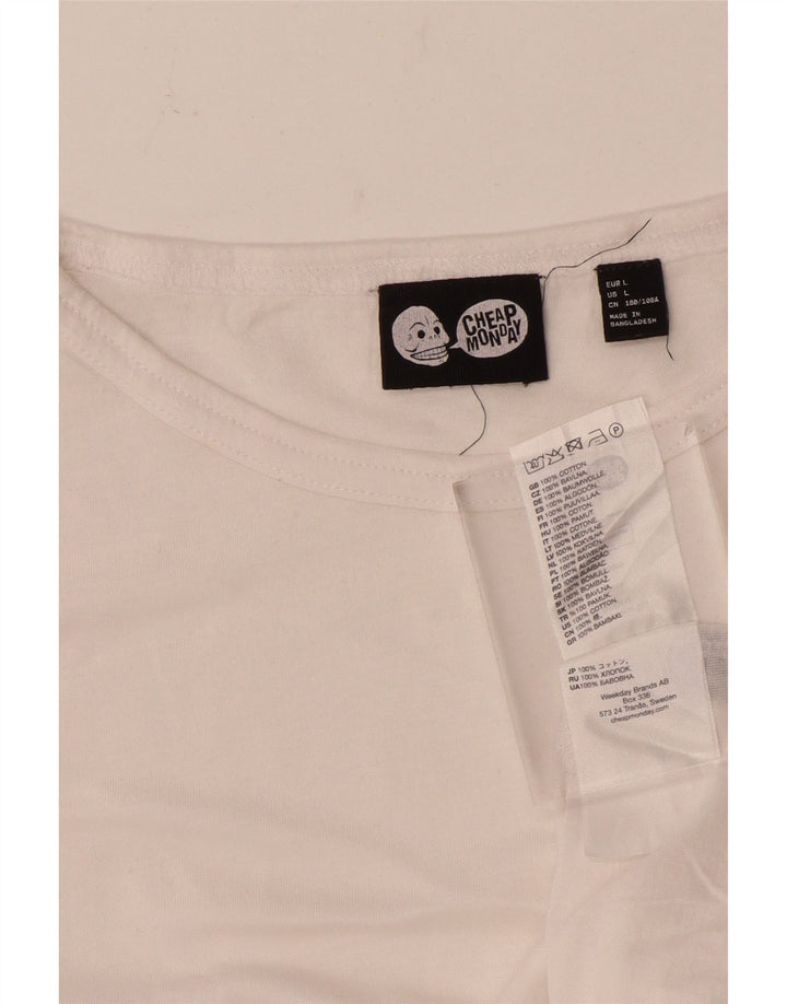 Cheap Monday Damen T-Shirt Top UK 16 Large Weiße Baumwolle