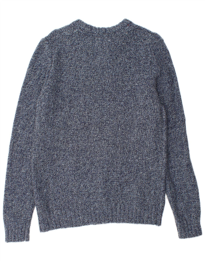 Fat Face Herren-Pullover mit Rundhalsausschnitt, Größe S, marineblau gesprenkelte Wolle