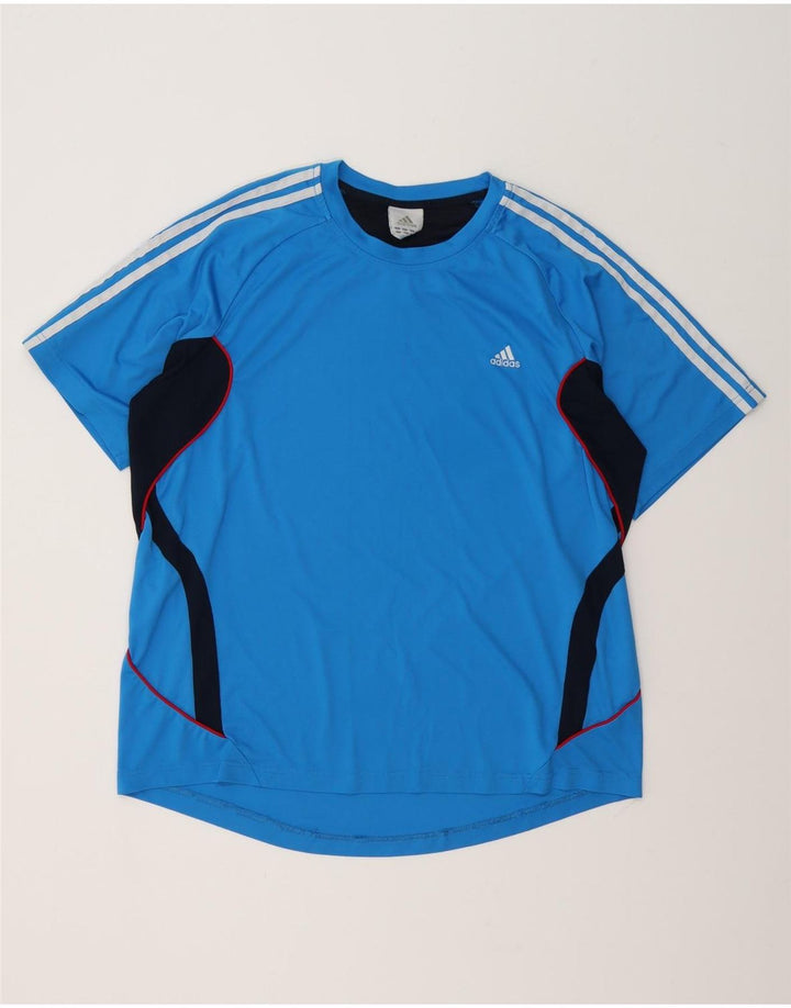Adidas Herren Climalite T-Shirt Top XL Blau Colourblock Polyester